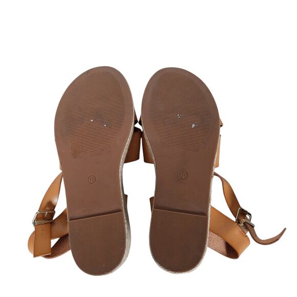 Lane Bryant Jute Platform Espadrille Sandals 10 Tan Strappy Summer Coastal Chic - Picture 8 of 9